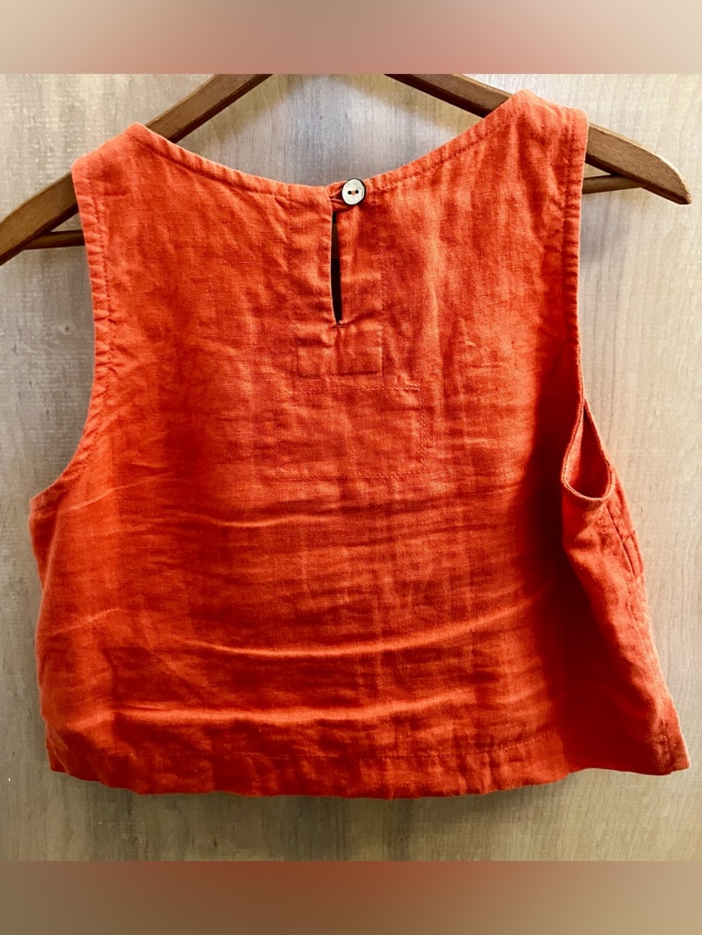 Not Perfect Linen Bay Sleeveless Crop Top - Orange - Picture 3 of 4
